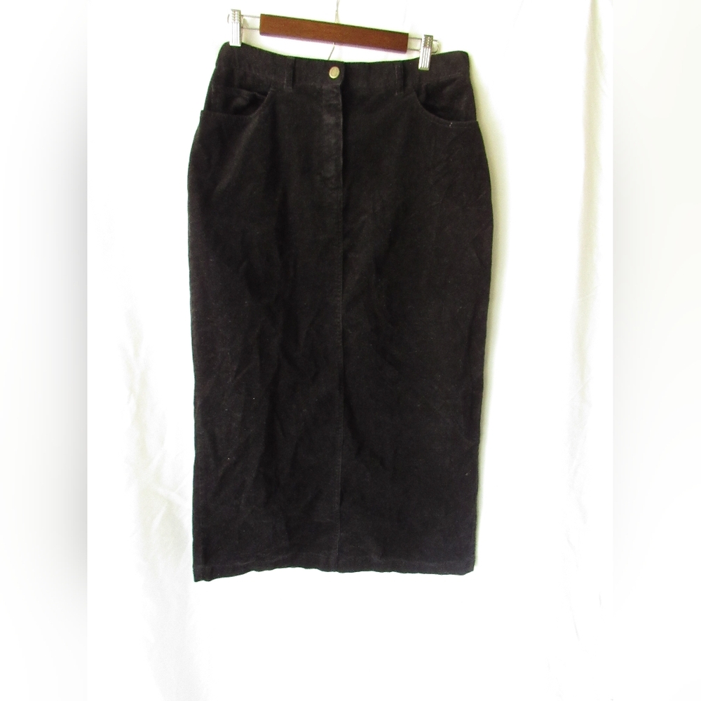 Jones New York black corduroy long maxi skirt size 12